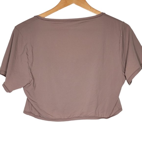 Skims Plus 3X Brown Henley Women's Cropped Top Short Sleeve‎ - Picture 2 of 3